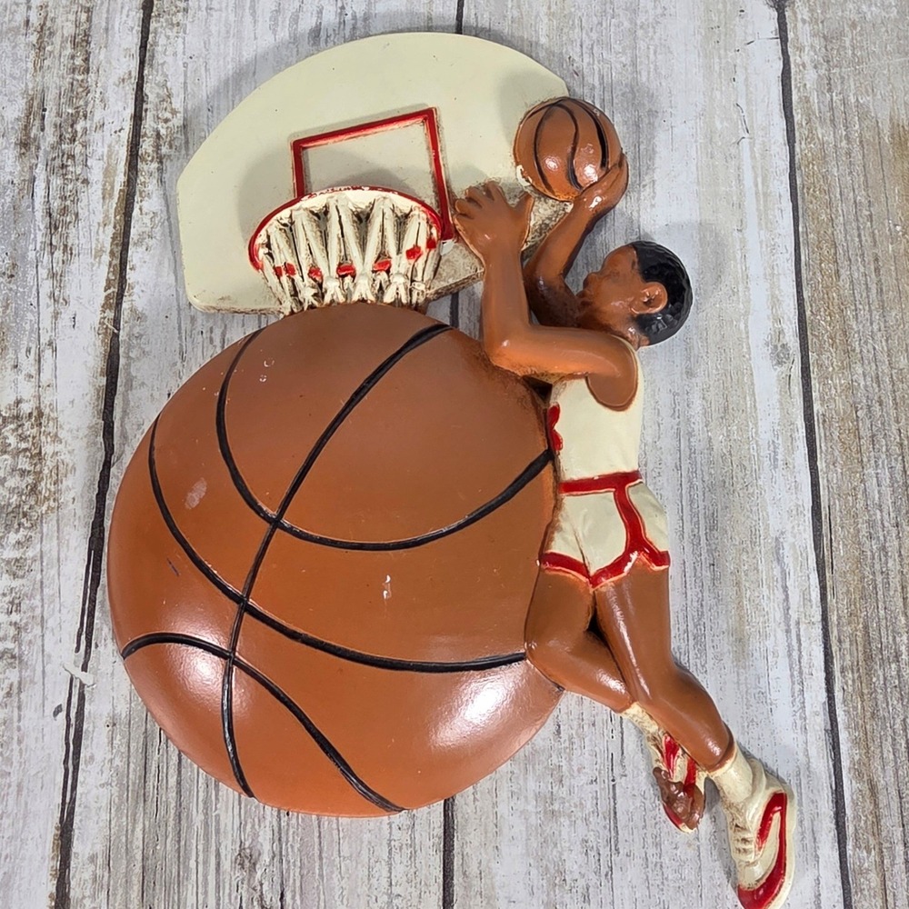 Vintage Burwood Products Basketball Wall Plaque Slam Dunk 3D Art 3213-2 USA Made